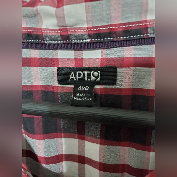 Apt. 9 Red Multicolor Plaid Short Sleeve Button Up Casual Shirt Men's Size 4XB - Picture 3 of 6